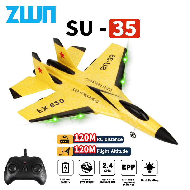 RC Plane SU35 2.4G With LED Lights Aircraft Remote Control Flying Model Glider Airplane SU57