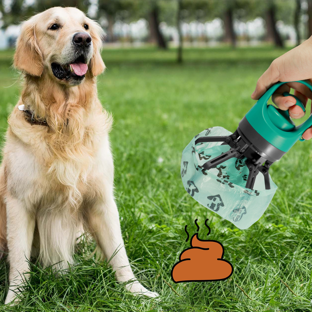 Dog Poop Picker Upper Claw with Garbage Bag Dispenser