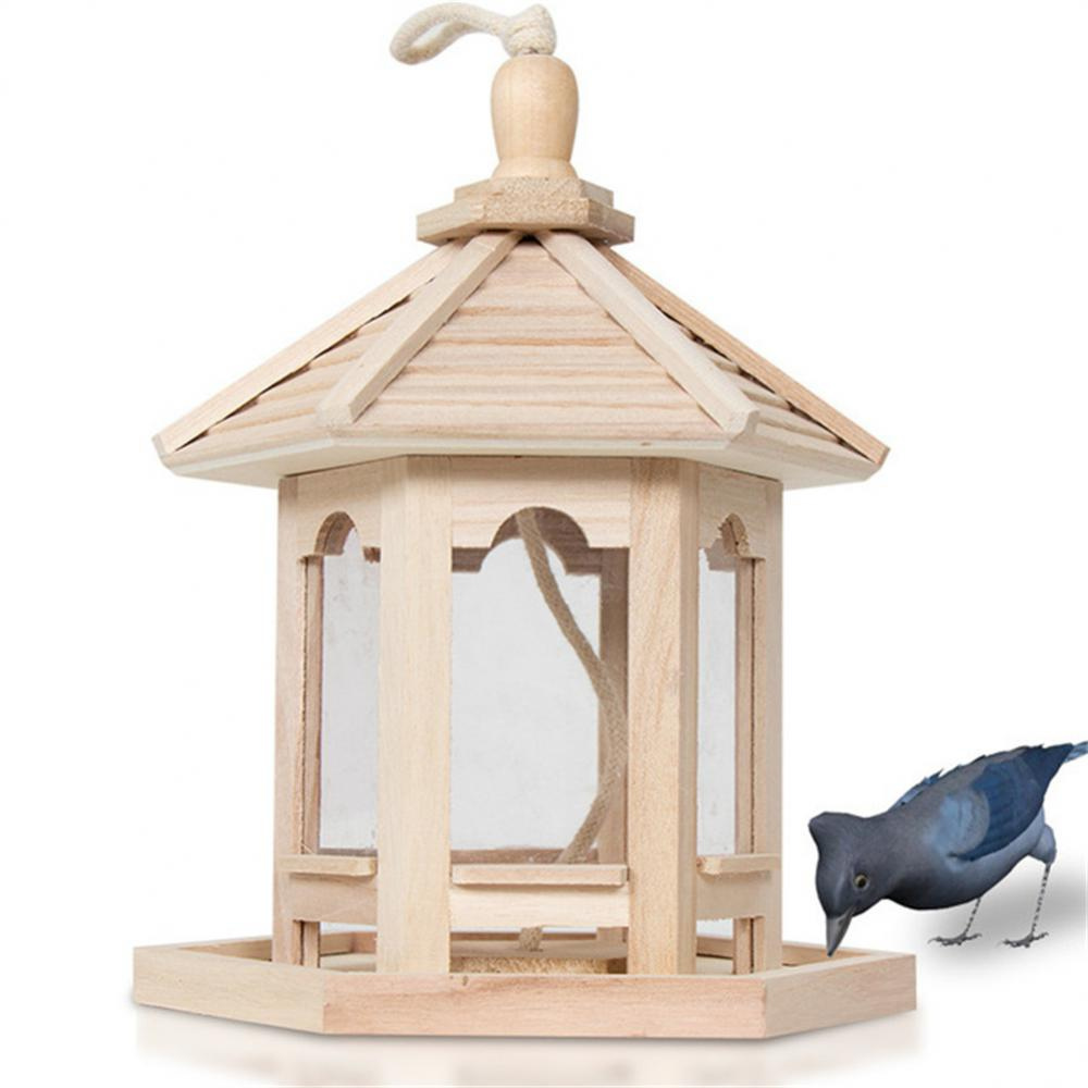 Wooden Transparent Household Bird Feeder