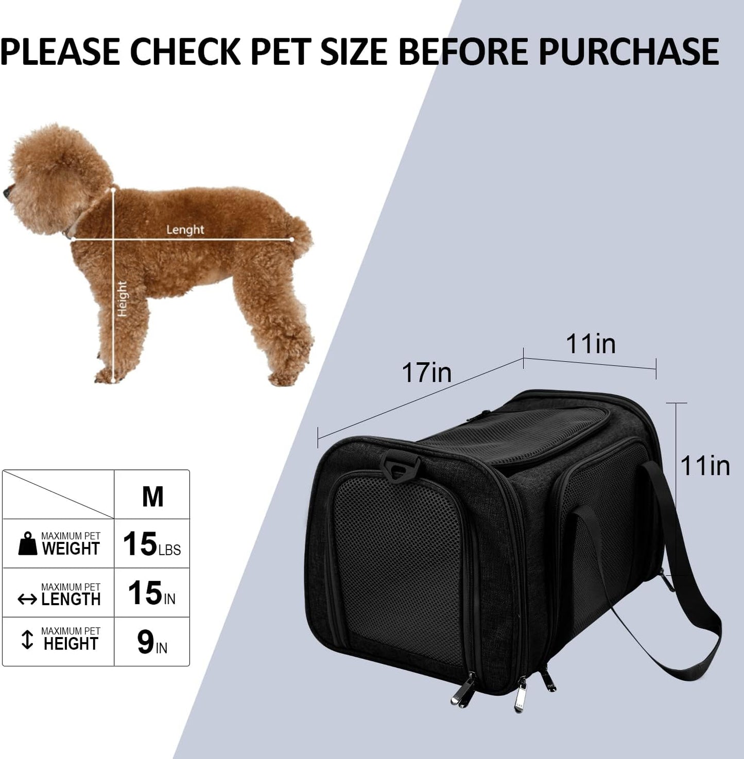 Dog Bag Carrier For Small Medium Cats Dogs Puppies Up To 15 Lbs