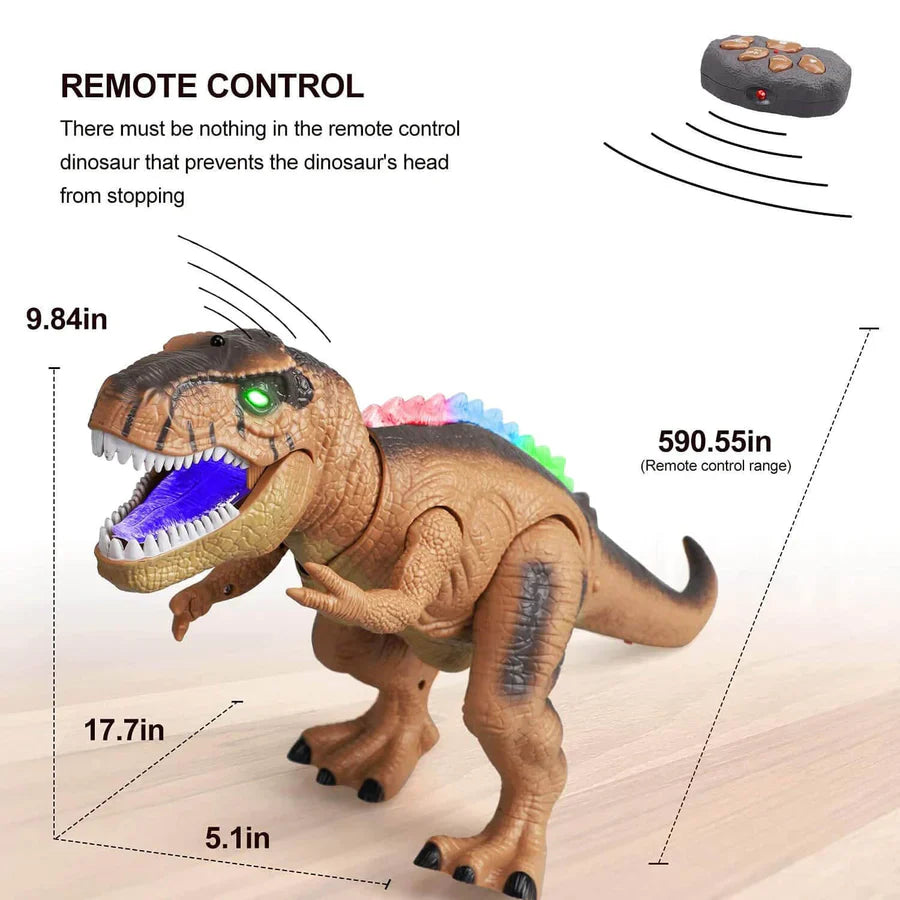 Remote Control T-Rex Dinosaur With LED Light Up, Walking & Roaring Realistic Dinosaur Toys