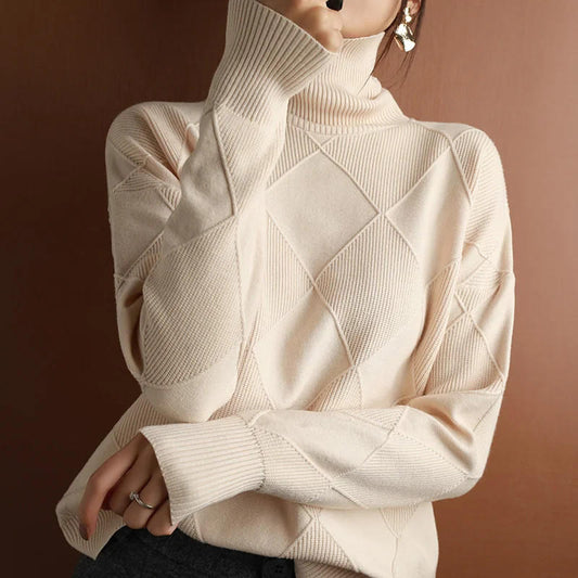 Plain Cashmere Roll Neck Sweater