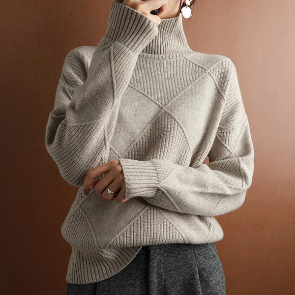 Plain Cashmere Roll Neck Sweater