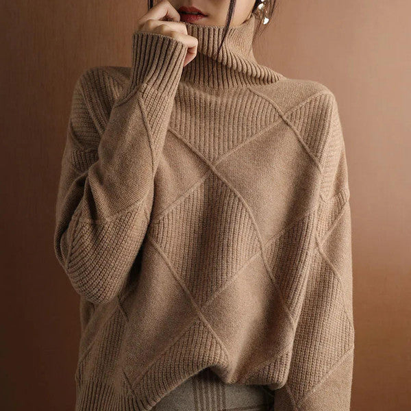 Plain Cashmere Roll Neck Sweater