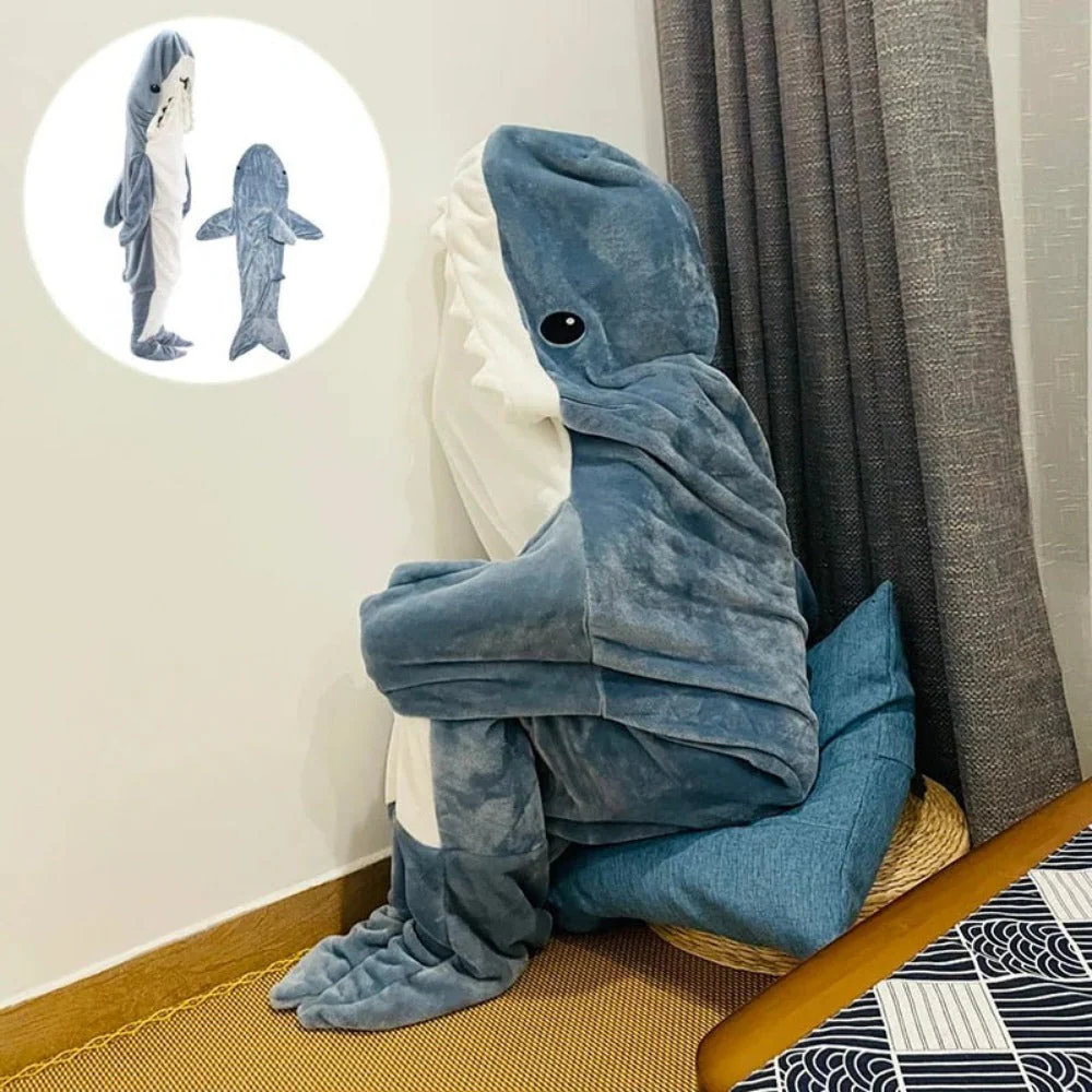 Shark Fleece Hooded Blanket