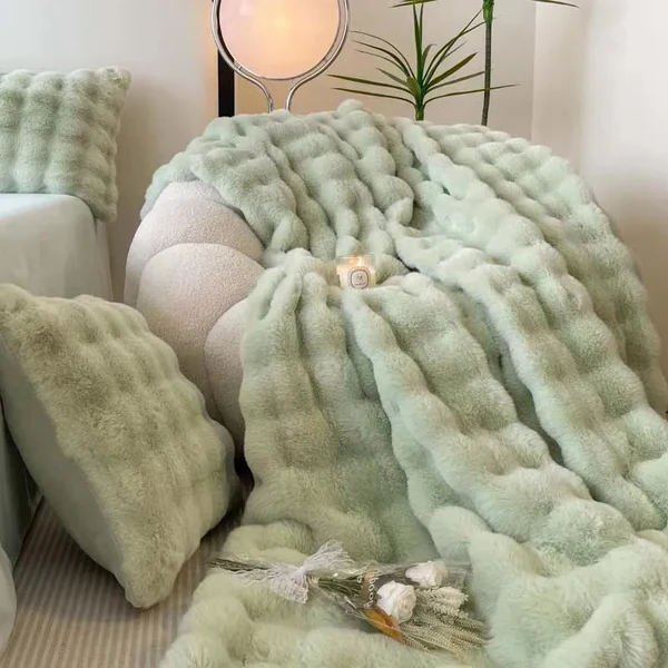 Winter Warm Rabbit Faux Fur Throw Blanket