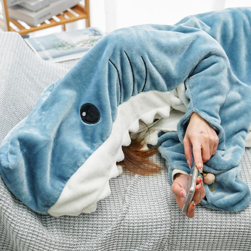 Shark Fleece Hooded Blanket