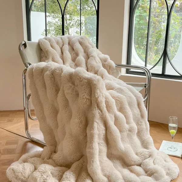 Winter Warm Rabbit Faux Fur Throw Blanket