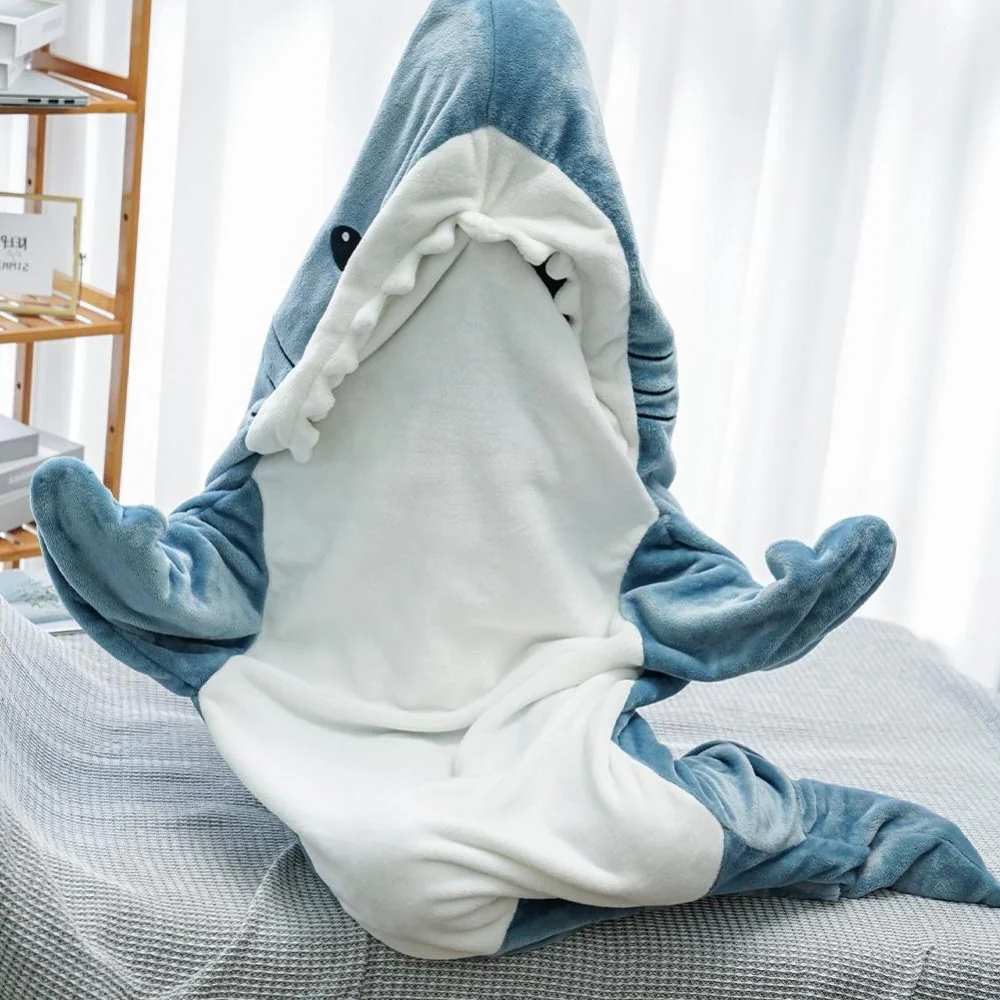 Shark Fleece Hooded Blanket