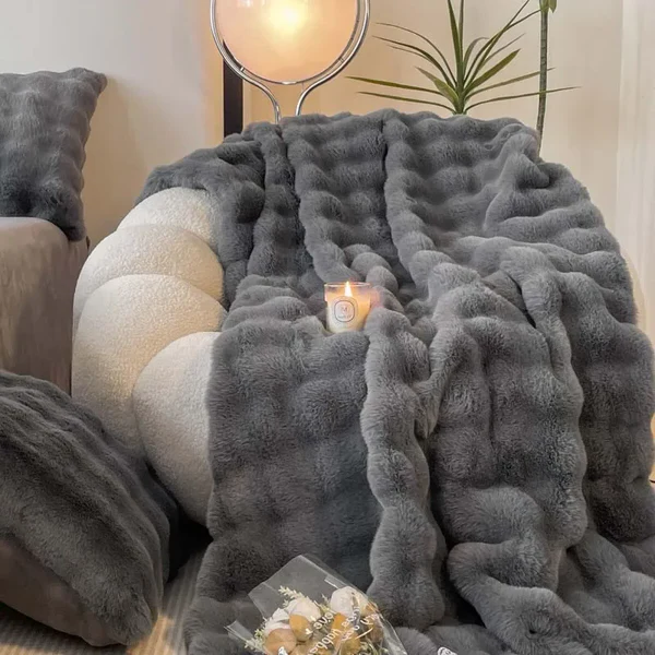 Winter Warm Rabbit Faux Fur Throw Blanket