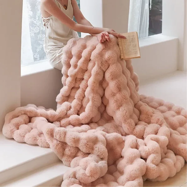 Winter Warm Rabbit Faux Fur Throw Blanket