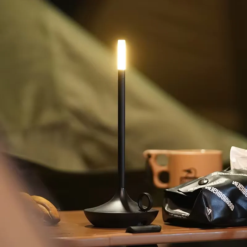 Rechargeable Candle Table Lamp - Modern Dimmable Light for Bedroom & Camping