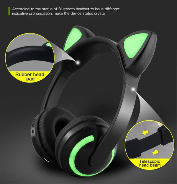 Cat Glowing Bluetooth Headphones