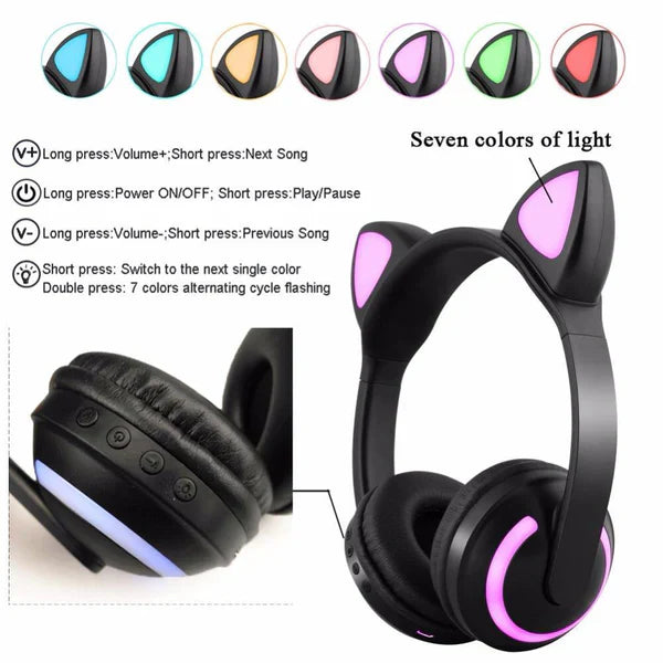 Cat Glowing Bluetooth Headphones