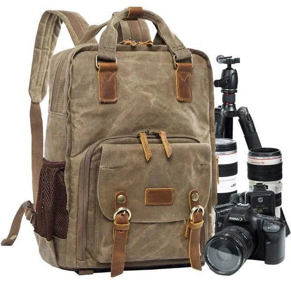 Waterproof Waxed Canvas Camera Backpack